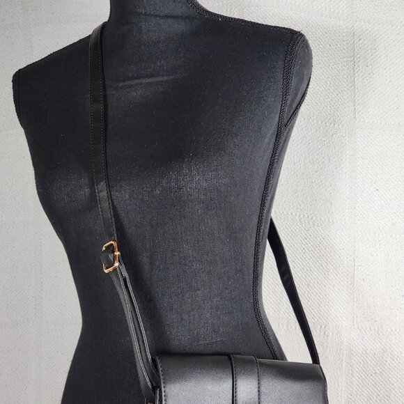 Cruise Club Dark Navy PVC Poly Gold Hardware Baby Satchel Clasp Cross Body Purse - Picture 4 of 16